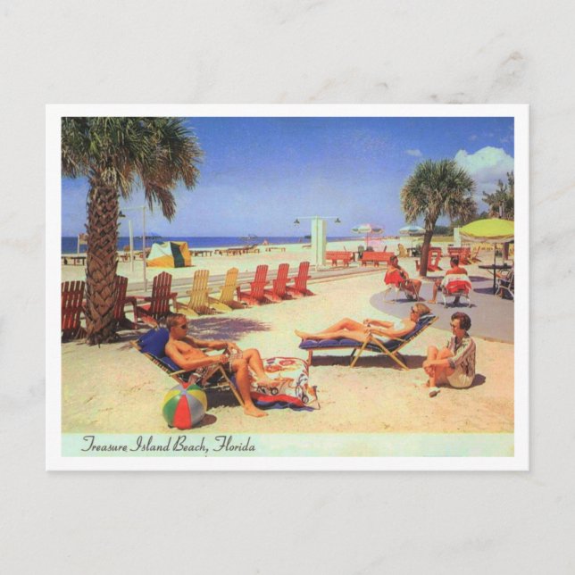 Treasure Island Beach FL 1970er Vintag Inspiriert Postkarte (Vorderseite)