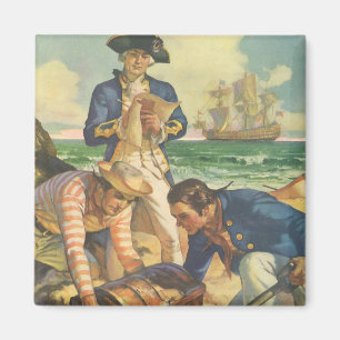 Treasure Island, Märchen-Piraten im Vintage-Stil Magnet