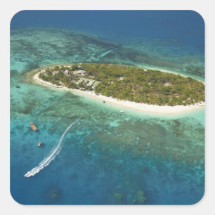 Treasure Island Resort und Boot, Fidschi Quadratischer Aufkleber