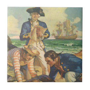 Treasure Island, Vintage Märchen Piraten Fliese
