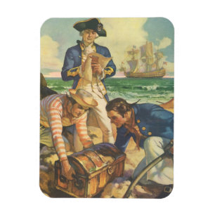Treasure Island, Vintage Märchenpiraten Magnet