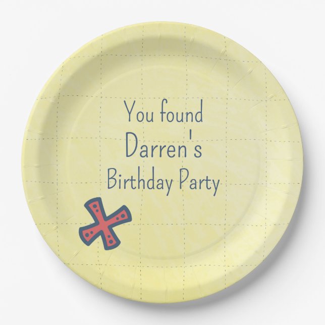 Treasure Map Pirate Party X Markiert den Ort Pappteller (Vorderseite)