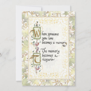 Treasure Memory Calligraphy Beileid Tribute Karte