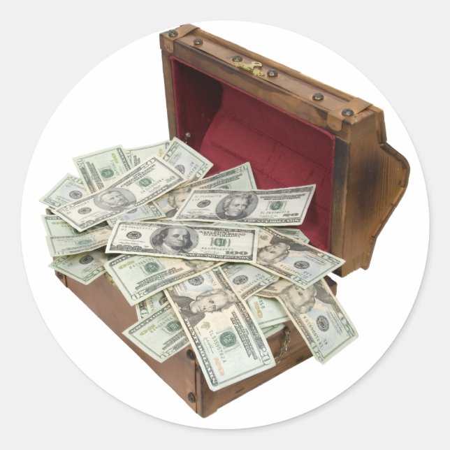 TreasureChestGeld100309 Runder Aufkleber (Vorderseite)