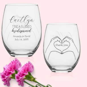 "Treasured Bridesmaid" Geschenk - Custom Heart Han Weinglas Ohne Stiel