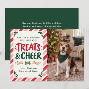 Treats & Cheer Weihnachts-Foto mit Hund Feiertagskarte