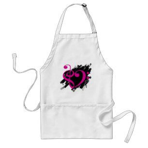 Treble and Bass Clef Musical Heart Fuchsia Schürze
