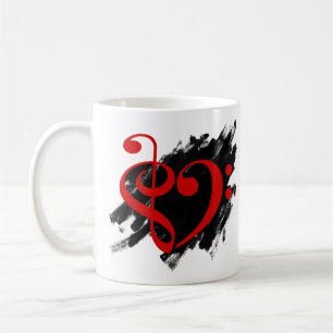 Treble and Bass Clef Musical Heart Red Kaffeetasse