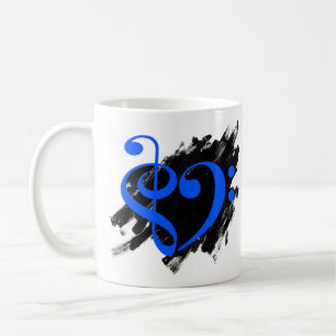 Treble and Bass Clef Musical Heart Royal Blue Kaffeetasse