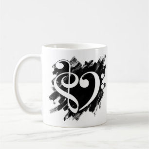 Treble and Bass Clef Musical Heart White Kaffeetasse