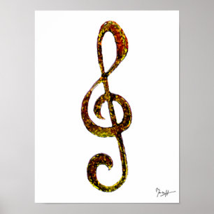 Treble Clef Art - Handgeschnitzt und digitalisiert Poster