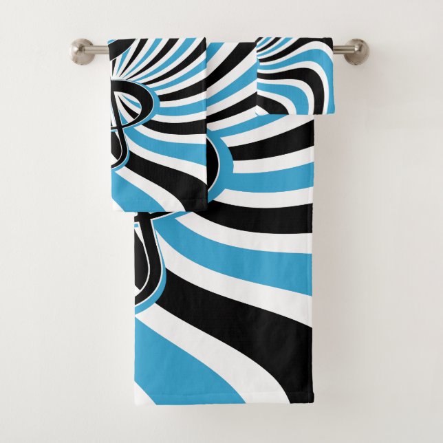 Treble Clef auf dem Hintergrund der blauen Retro Badhandtuch Set (Insitu)