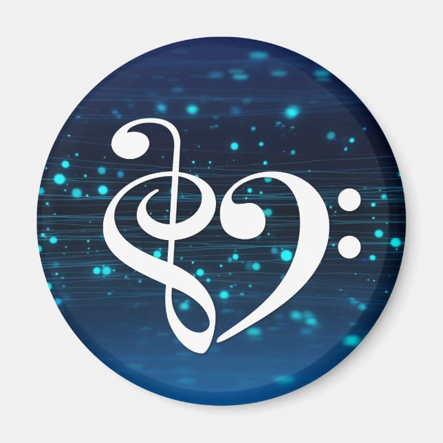 Treble Clef Bass Clef Heart Blue Cluster Nebel Magnet (Vorne)