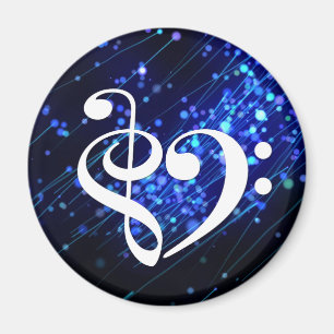 Treble Clef Bass Clef Heart Blue Cluster Nebel Magnet