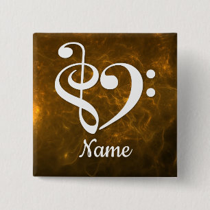 Treble Clef Bass Clef Heart Gold Nebel kundenspezi Button