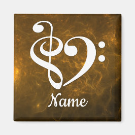 Treble Clef Bass Clef Heart Gold Nebel kundenspezi Magnet