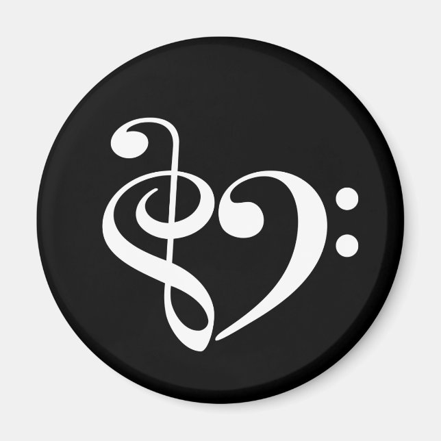 Treble Clef Bass Clef Heart Music Lover Magnet (Vorne)