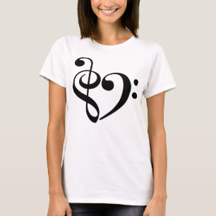 Treble Clef Bass Clef Heart Music Lover T-Shirt