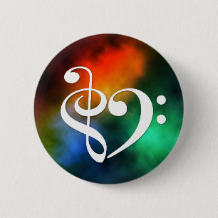 Treble Clef Bass Clef Heart Red Green Blue Nebel Button