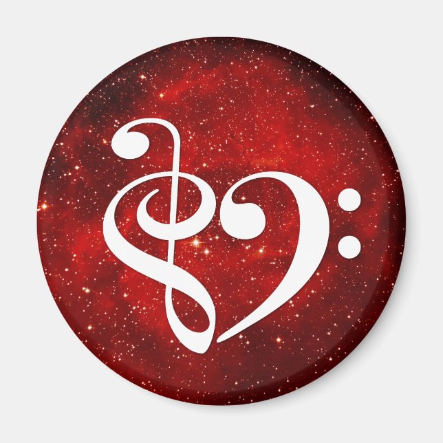 Treble Clef Bass Clef Heart Rosette Nebel Magnet (Vorne)