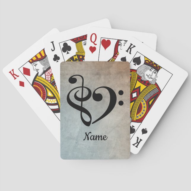 Treble Clef Bass Clef Heart Sheet Music Spielkarten (Rückseite)