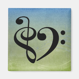 Treble Clef Bass Clef Heart Vintage Sheet Music Magnet