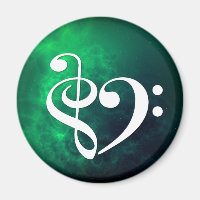 Treble Clef Bass Clef Herz Bassist Grüner Nebel