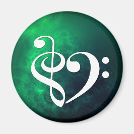 Treble Clef Bass Clef Herz Bassist Grüner Nebel Magnet