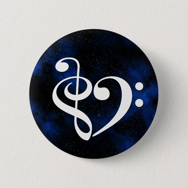 Treble Clef Bass Clef Herz Bassist Milchstraße Button (Vorderseite)