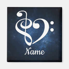 Treble Clef Bass Clef Herz Blauer Nebel individuel Magnet