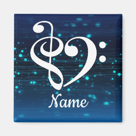 Treble Clef Bass Clef Herz Blauer Nebel individuel Magnet