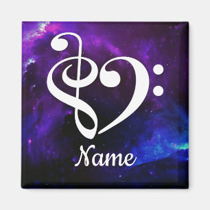 Treble Clef Bass Clef Herz Blauer Nebel individuel Magnet