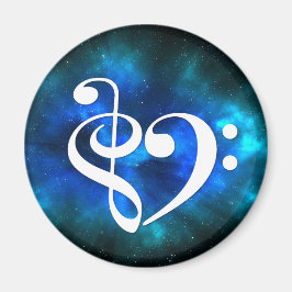 Treble Clef Bass Clef Herz Blue Burst Nebel Magnet