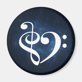 Treble Clef Bass Clef Herz Dunkler Blauer Nebel Magnet