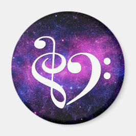 Treble Clef Bass Clef Herz Fuchsia Lila Nebel Magnet