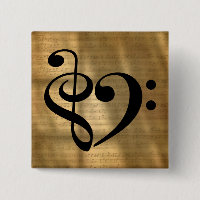 Treble Clef Bass Clef Herz Golden Sheet Music