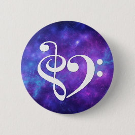 Treble Clef Bass Clef Herz Lila Aquamariner Nebel Button