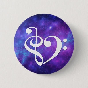 Treble Clef Bass Clef Herz Lila Aquamariner Nebel Button