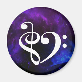 Treble Clef Bass Clef Herz Lila Blauer Nebel Magnet