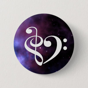 Treble Clef Bass Clef Herz Lila Haze Nebel Button
