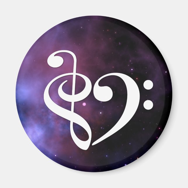 Treble Clef Bass Clef Herz Lila Haze Nebel Magnet (Vorne)