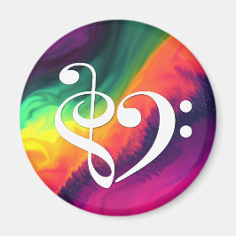 Treble Clef Bass Clef Herz-Regenbogen-Waves Nebula Magnet