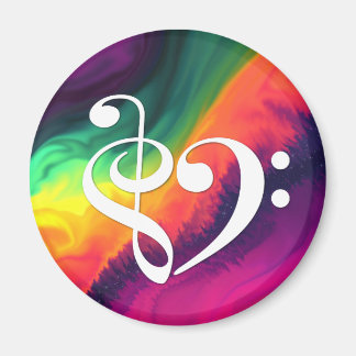 Treble Clef Bass Clef Herz-Regenbogen-Waves Nebula Magnet