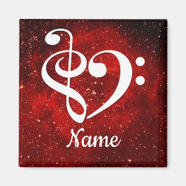 Treble Clef Bass Clef Herz Roter Nebel kundenspezi Magnet