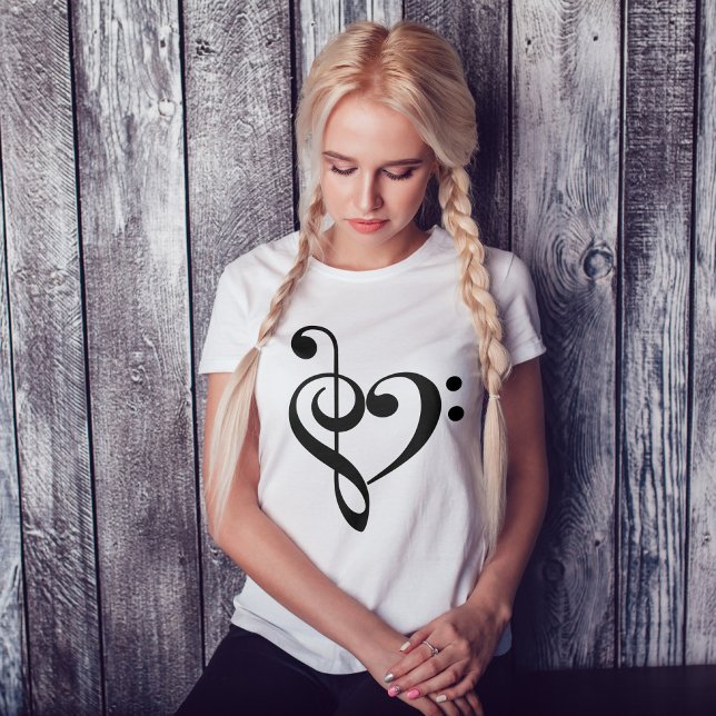 Treble Clef & Bass Clef Herz T-Shirt (Von Creator hochgeladen)