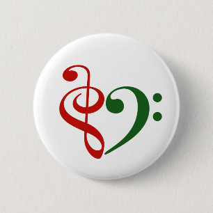 Treble Clef Bass Clef Herzensmusik Lover Weihnacht Button