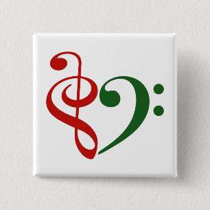 Treble Clef Bass Clef Herzensmusik Lover Weihnacht Button