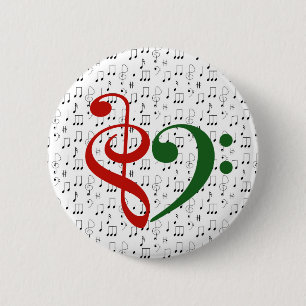Treble Clef Bass Clef Herzensmusik Lover Weihnacht Button