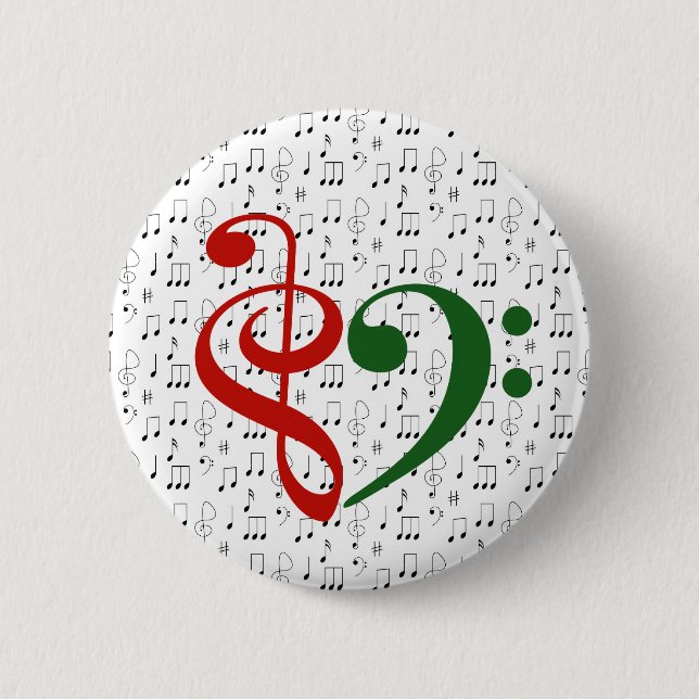 Treble Clef Bass Clef Herzensmusik Lover Weihnacht Button (Vorderseite)