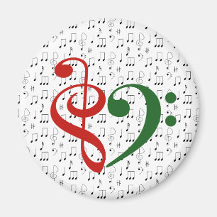 Treble Clef Bass Clef Herzensmusik Lover Weihnacht Magnet